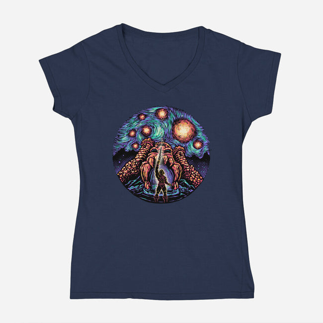 A Starry Universe-Womens-V-Neck-Tee-glitchygorilla