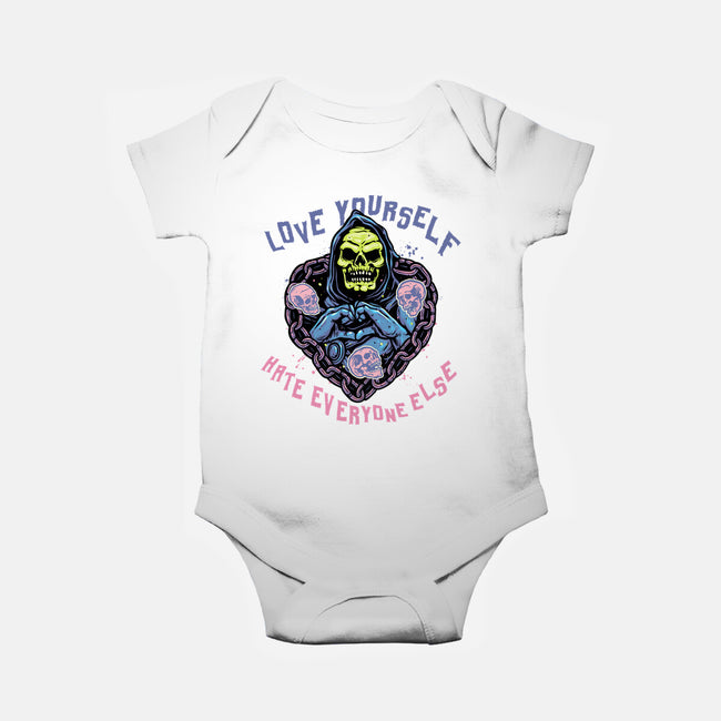 Love Yourself Hate Everyone Else-Baby-Basic-Onesie-glitchygorilla
