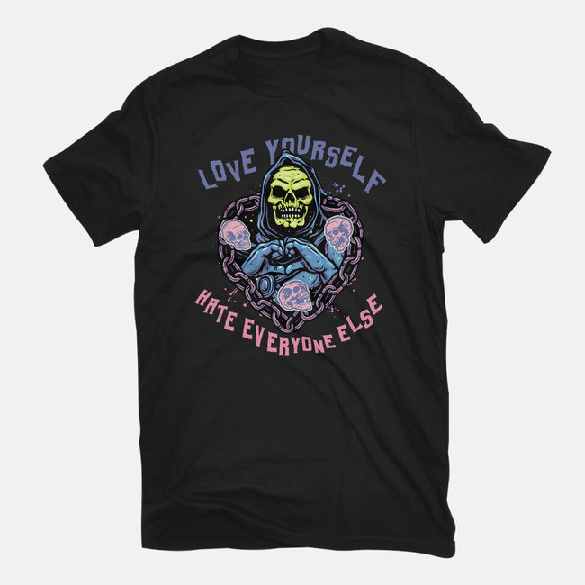Love Yourself Hate Everyone Else-Mens-Basic-Tee-glitchygorilla
