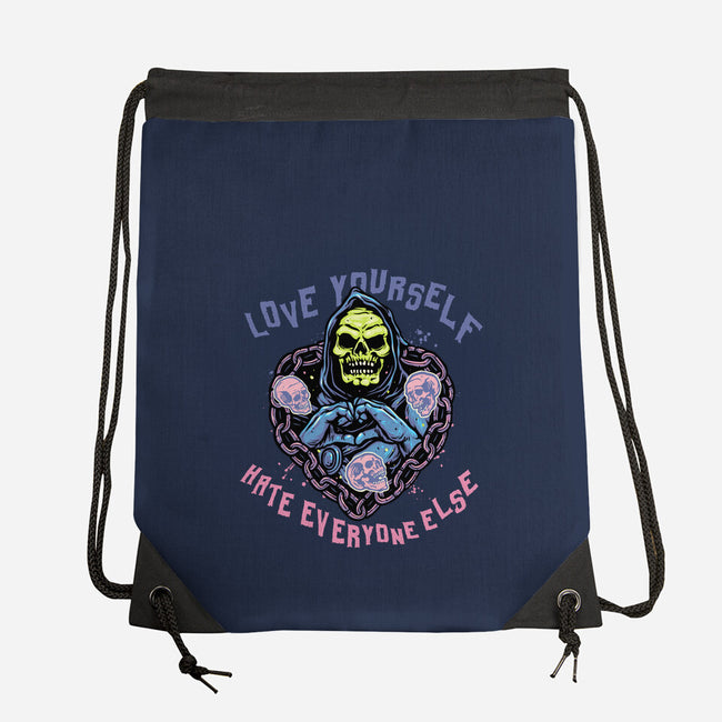 Love Yourself Hate Everyone Else-None-Drawstring-Bag-glitchygorilla