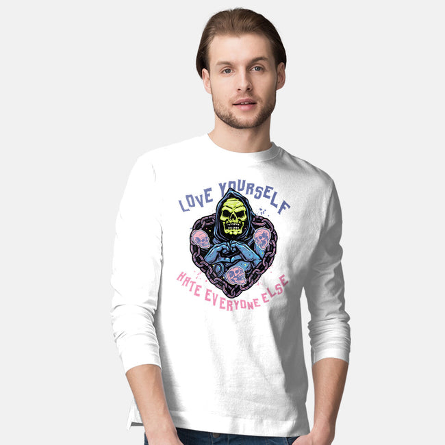 Love Yourself Hate Everyone Else-Mens-Long Sleeved-Tee-glitchygorilla