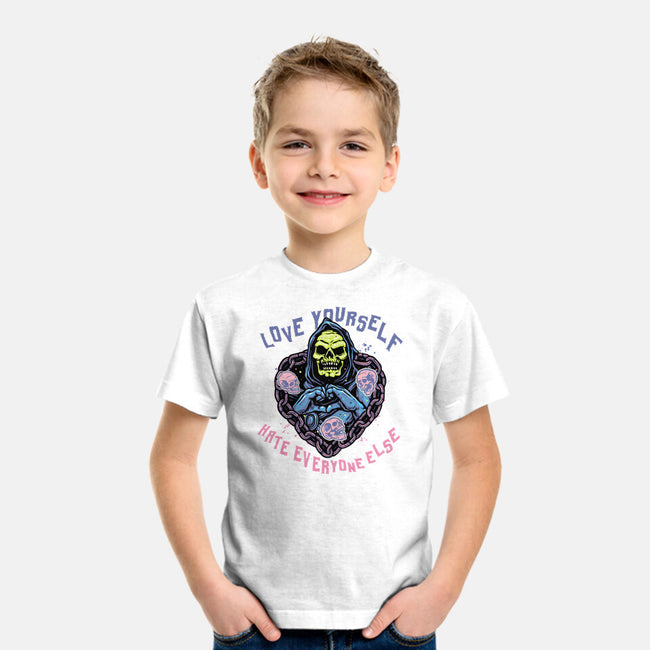 Love Yourself Hate Everyone Else-Youth-Basic-Tee-glitchygorilla