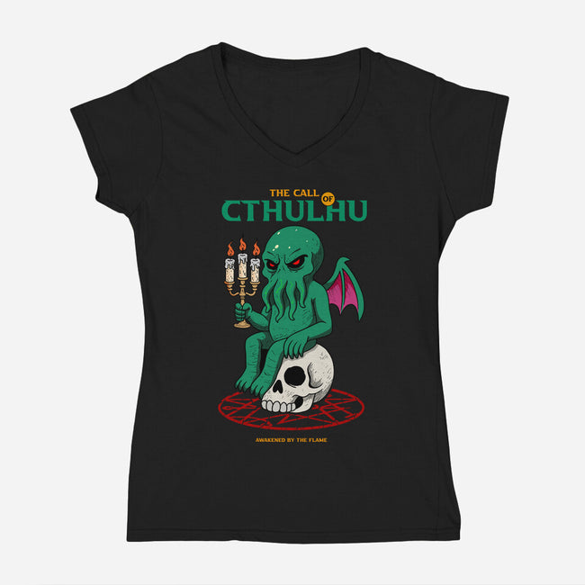Awakening Of Cthulhu-Womens-V-Neck-Tee-hirolabs