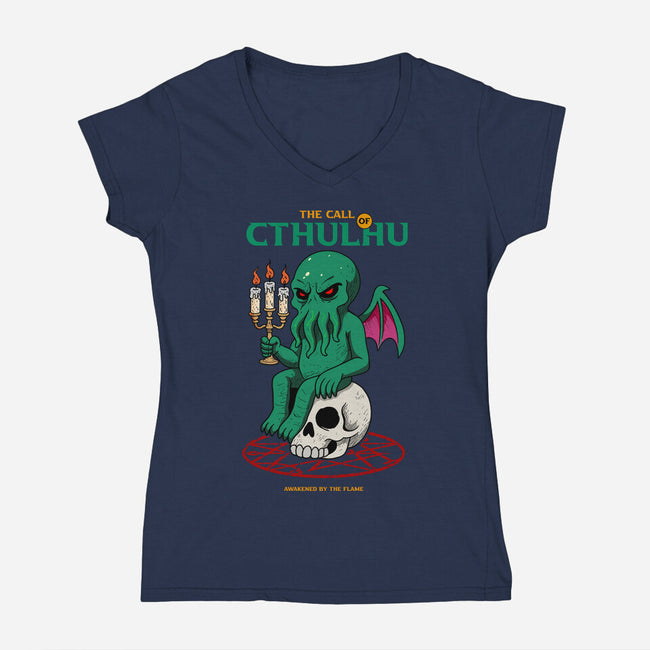 Awakening Of Cthulhu-Womens-V-Neck-Tee-hirolabs