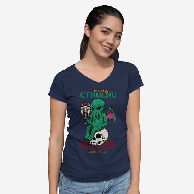 Awakening Of Cthulhu-Womens-V-Neck-Tee-hirolabs