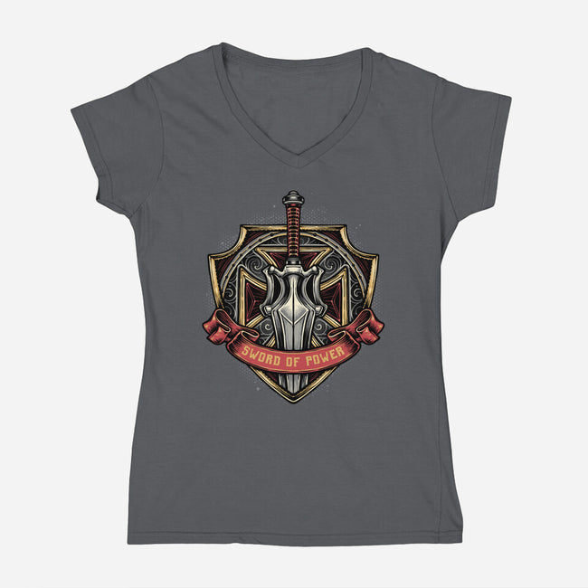 The Sword Of Power-Womens-V-Neck-Tee-glitchygorilla
