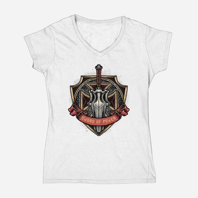 The Sword Of Power-Womens-V-Neck-Tee-glitchygorilla