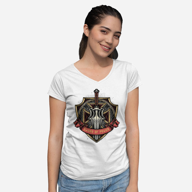 The Sword Of Power-Womens-V-Neck-Tee-glitchygorilla
