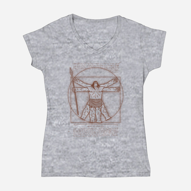 Vitruvian Primal-Womens-V-Neck-Tee-Getsousa!