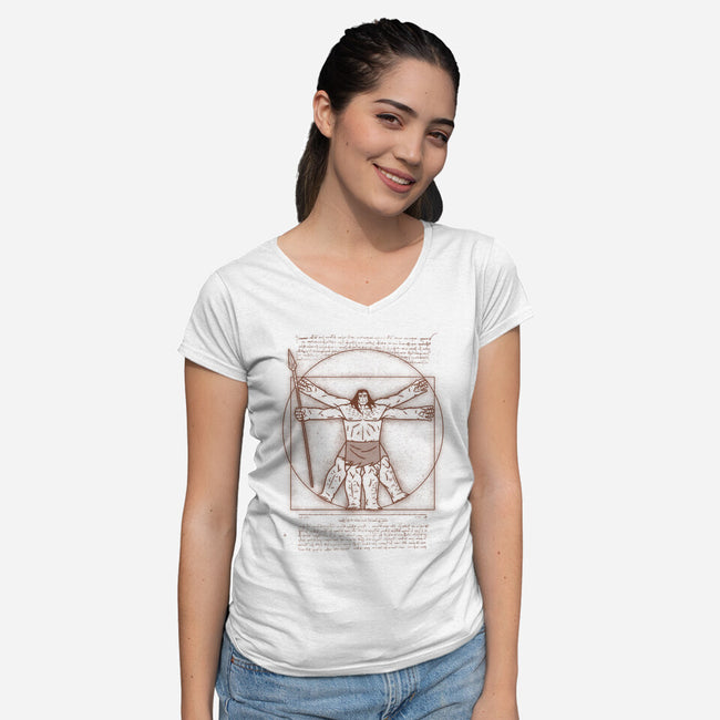 Vitruvian Primal-Womens-V-Neck-Tee-Getsousa!
