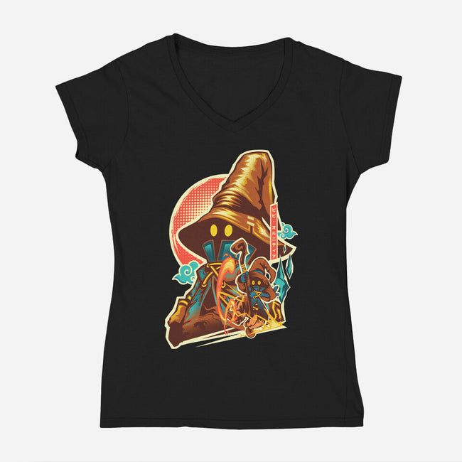 Black Mage Hero-Womens-V-Neck-Tee-hypertwenty