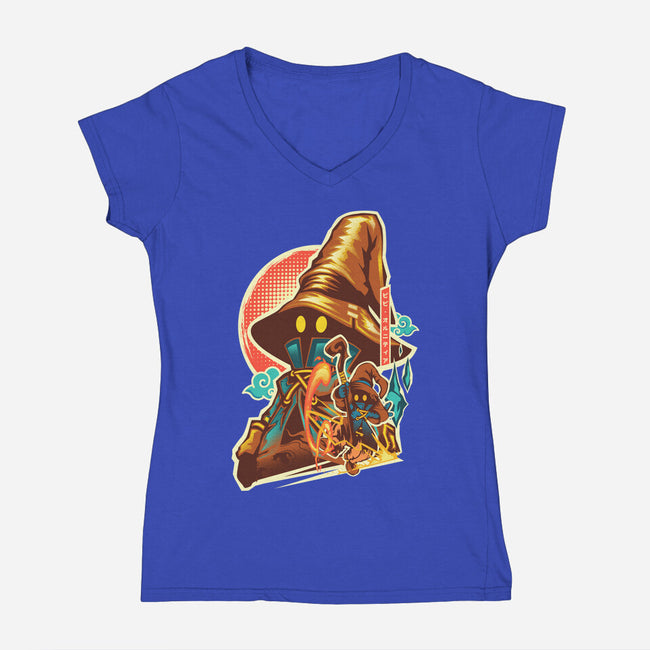 Black Mage Hero-Womens-V-Neck-Tee-hypertwenty