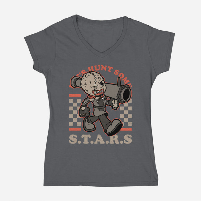 Game Mascot Bio Corporation-Womens-V-Neck-Tee-Studio Mootant