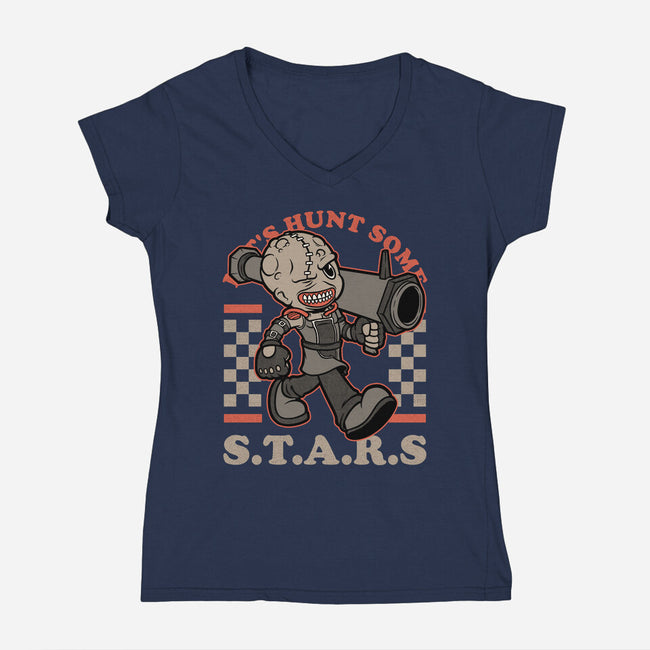 Game Mascot Bio Corporation-Womens-V-Neck-Tee-Studio Mootant