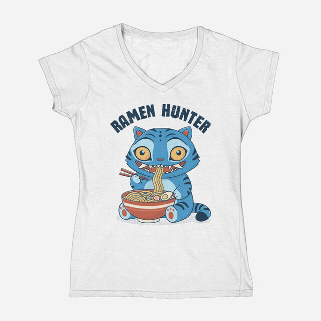 Ramen Hunter-Womens-V-Neck-Tee-GODZILLARGE