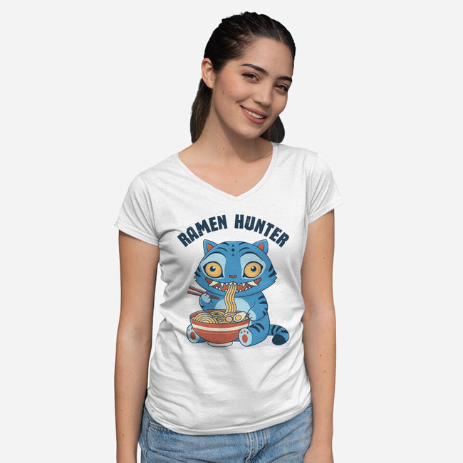 Ramen Hunter-Womens-V-Neck-Tee-GODZILLARGE