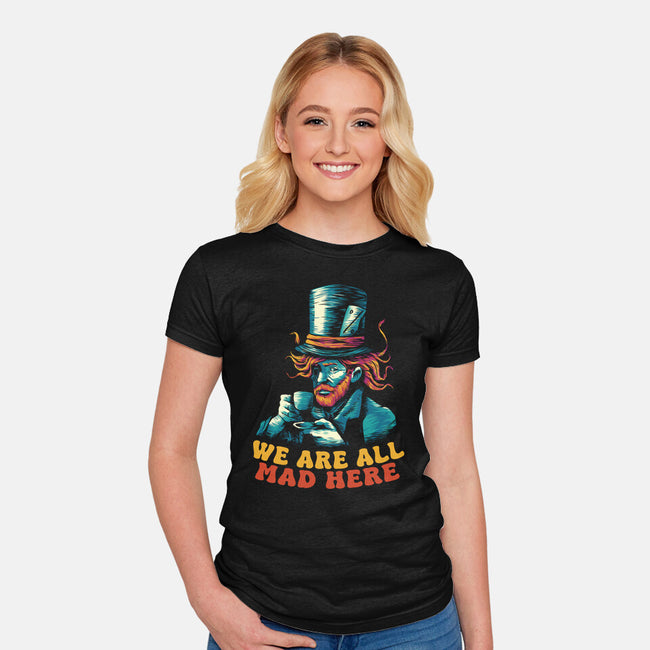 We Are All Mad Here Van Gogh-Womens-Fitted-Tee-tobefonseca