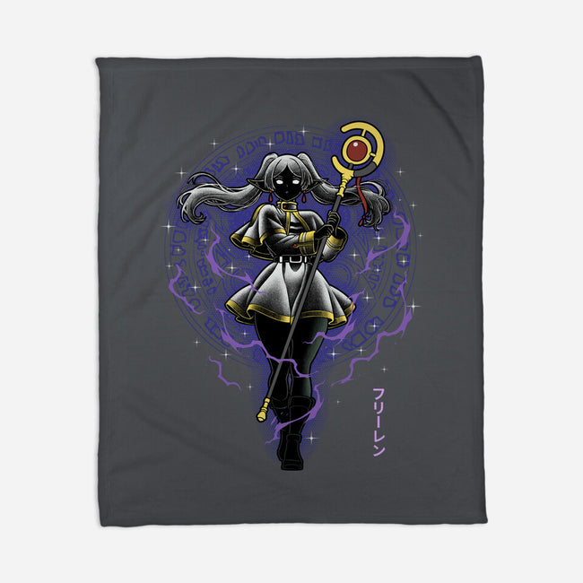 The Eternal Mage Shadow Line-Art-None-Fleece-Blanket-Astrobot Invention