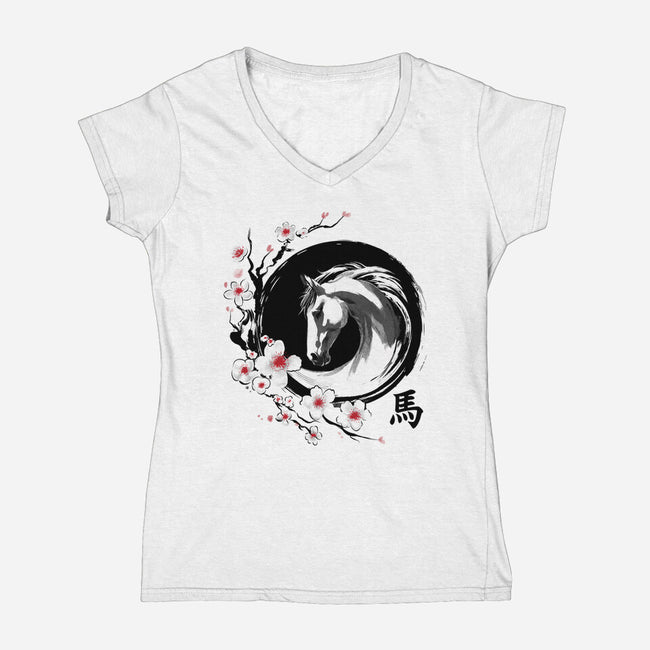Year Of The Horse-Womens-V-Neck-Tee-DrMonekers