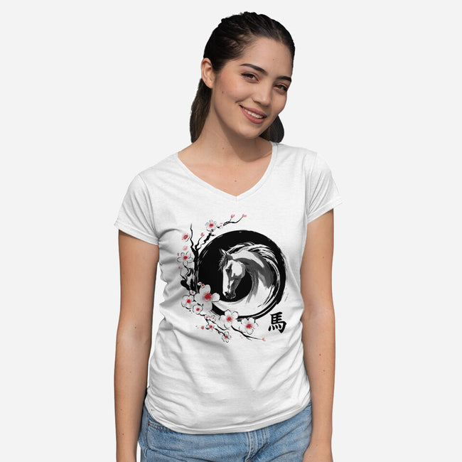 Year Of The Horse-Womens-V-Neck-Tee-DrMonekers