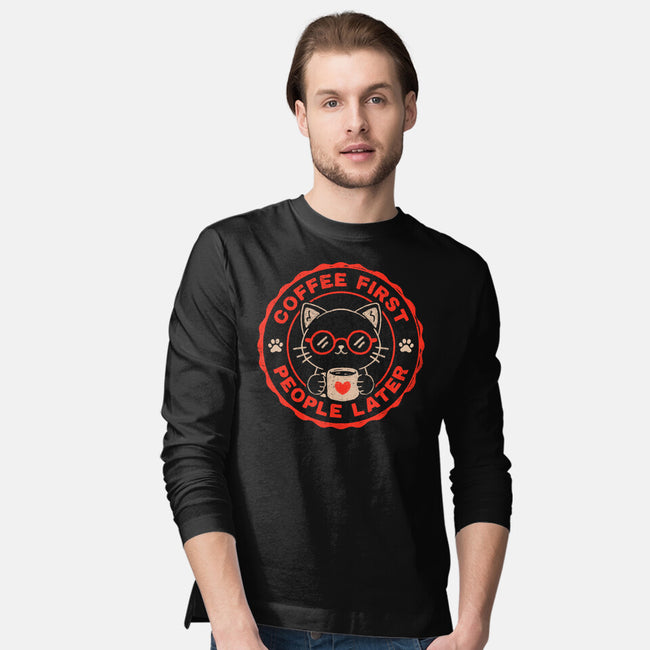 Coffee First People Later-Mens-Long Sleeved-Tee-koalastudio