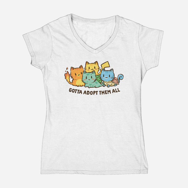 Gotta Adopt Them All-Womens-V-Neck-Tee-kg07