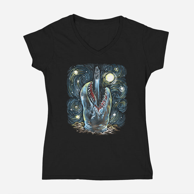 Starry Falcon-Womens-V-Neck-Tee-zascanauta