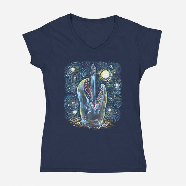 Starry Falcon-Womens-V-Neck-Tee-zascanauta