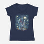 Starry Falcon-Womens-V-Neck-Tee-zascanauta