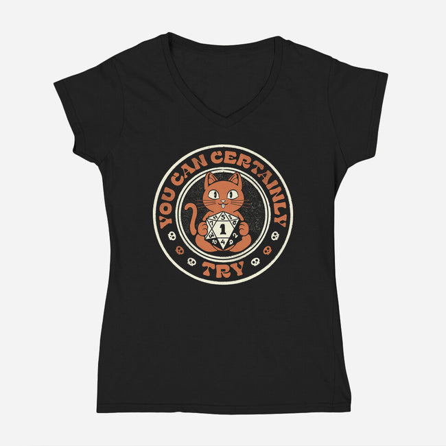 You Can Certainly Try RPG Cat-Womens-V-Neck-Tee-tobefonseca