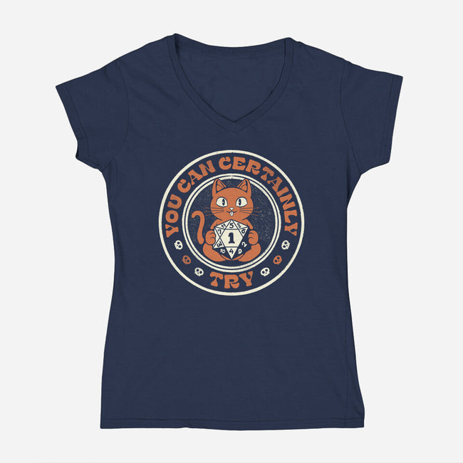 You Can Certainly Try RPG Cat-Womens-V-Neck-Tee-tobefonseca
