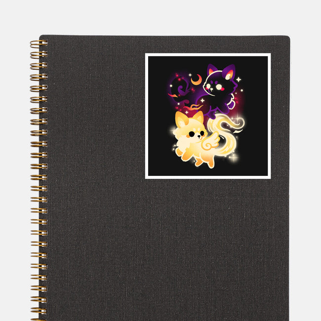 Night And Day Foxes-None-Glossy-Sticker-NemiMakeit