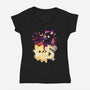 Night And Day Foxes-Womens-V-Neck-Tee-NemiMakeit