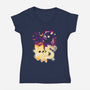 Night And Day Foxes-Womens-V-Neck-Tee-NemiMakeit