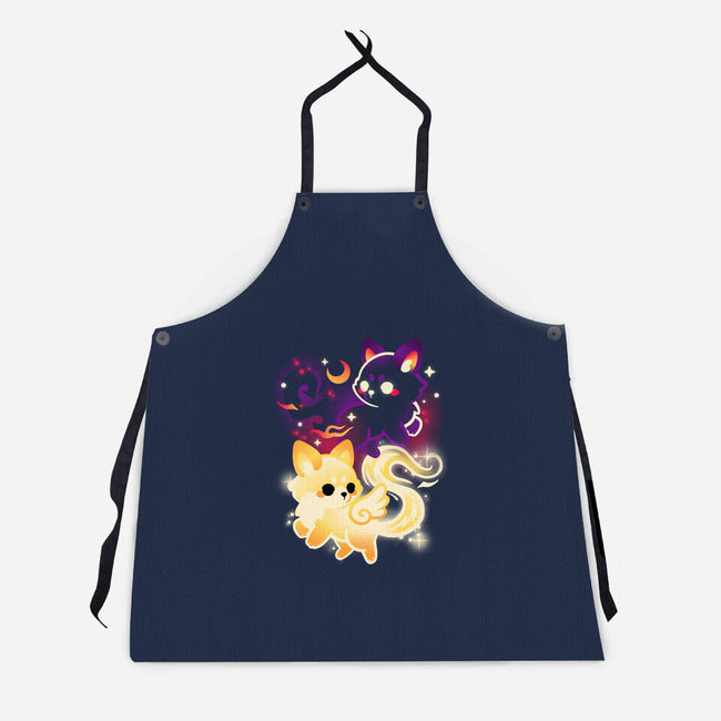 Night And Day Foxes-Unisex-Kitchen-Apron-NemiMakeit