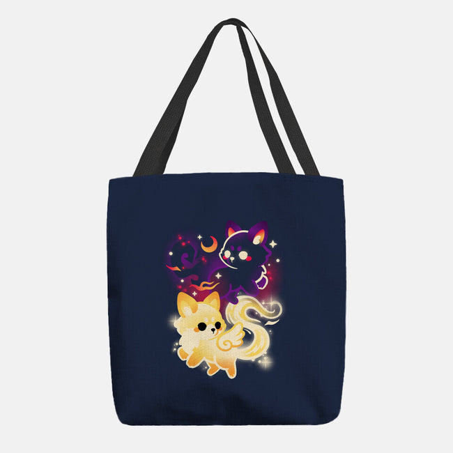 Night And Day Foxes-None-Basic Tote-Bag-NemiMakeit
