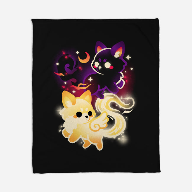 Night And Day Foxes-None-Fleece-Blanket-NemiMakeit