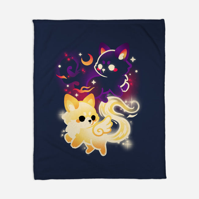Night And Day Foxes-None-Fleece-Blanket-NemiMakeit