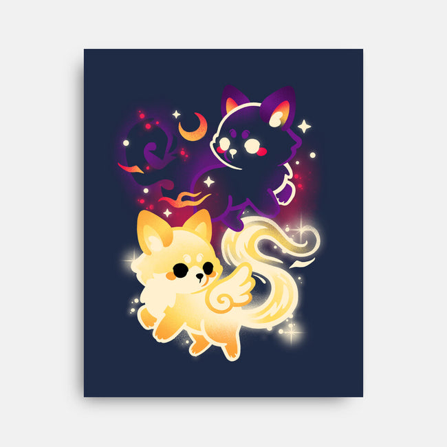 Night And Day Foxes-None-Stretched-Canvas-NemiMakeit