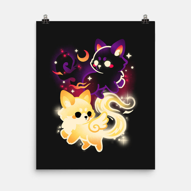 Night And Day Foxes-None-Matte-Poster-NemiMakeit