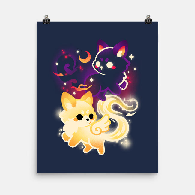 Night And Day Foxes-None-Matte-Poster-NemiMakeit
