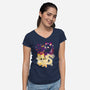 Night And Day Foxes-Womens-V-Neck-Tee-NemiMakeit