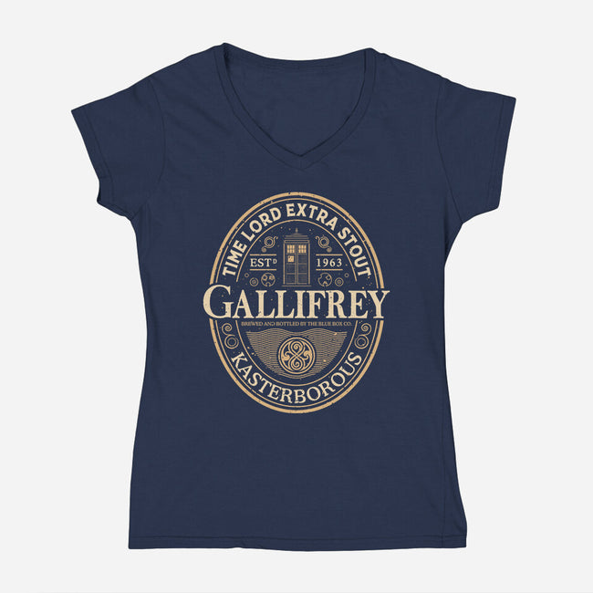 Time Lord Stout-Womens-V-Neck-Tee-retrodivision