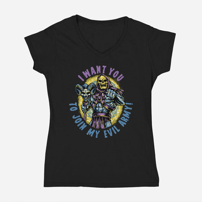 Join The Evil Army-Womens-V-Neck-Tee-glitchygorilla