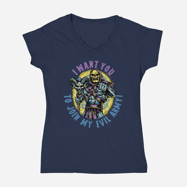 Join The Evil Army-Womens-V-Neck-Tee-glitchygorilla