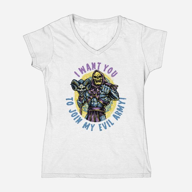 Join The Evil Army-Womens-V-Neck-Tee-glitchygorilla