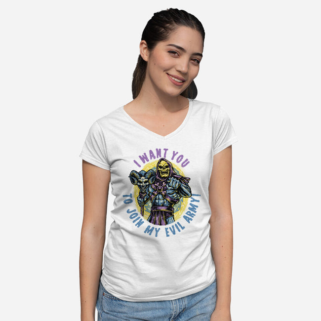 Join The Evil Army-Womens-V-Neck-Tee-glitchygorilla