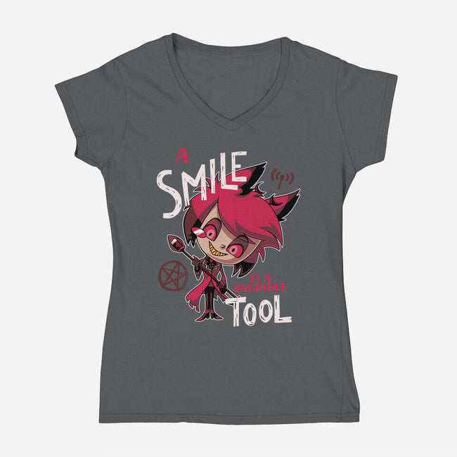 A Smile-Womens-V-Neck-Tee-Geekydog
