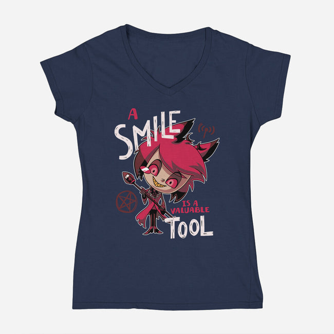 A Smile-Womens-V-Neck-Tee-Geekydog