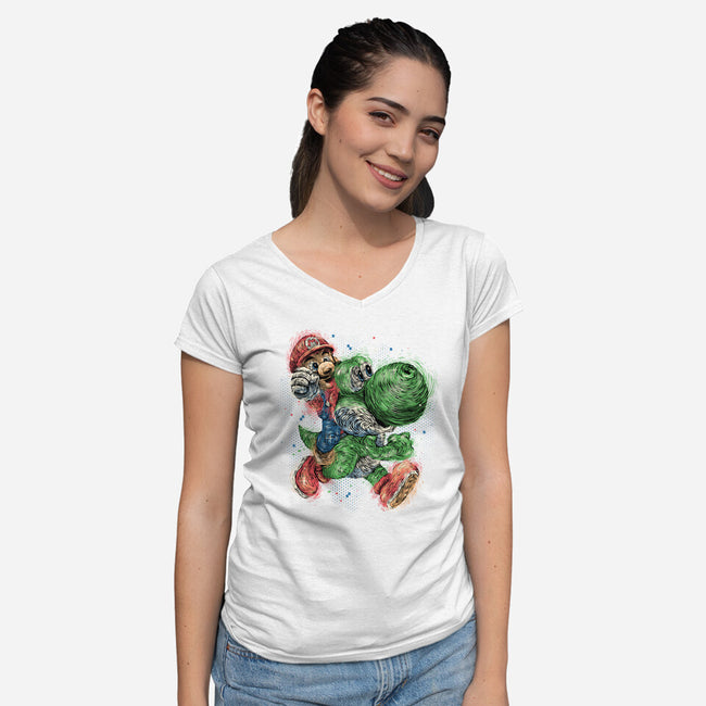 Heroes Of The Kingdom-Womens-V-Neck-Tee-glitchygorilla